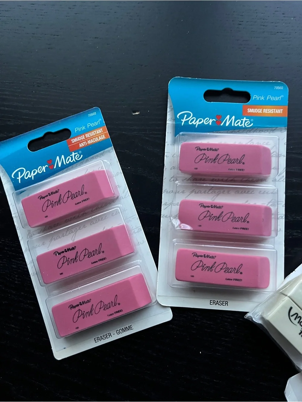 PaperMate Pink Pearl & Maped Technic Erasers 12 Pack 3-Ct Packs Latex PVC Free